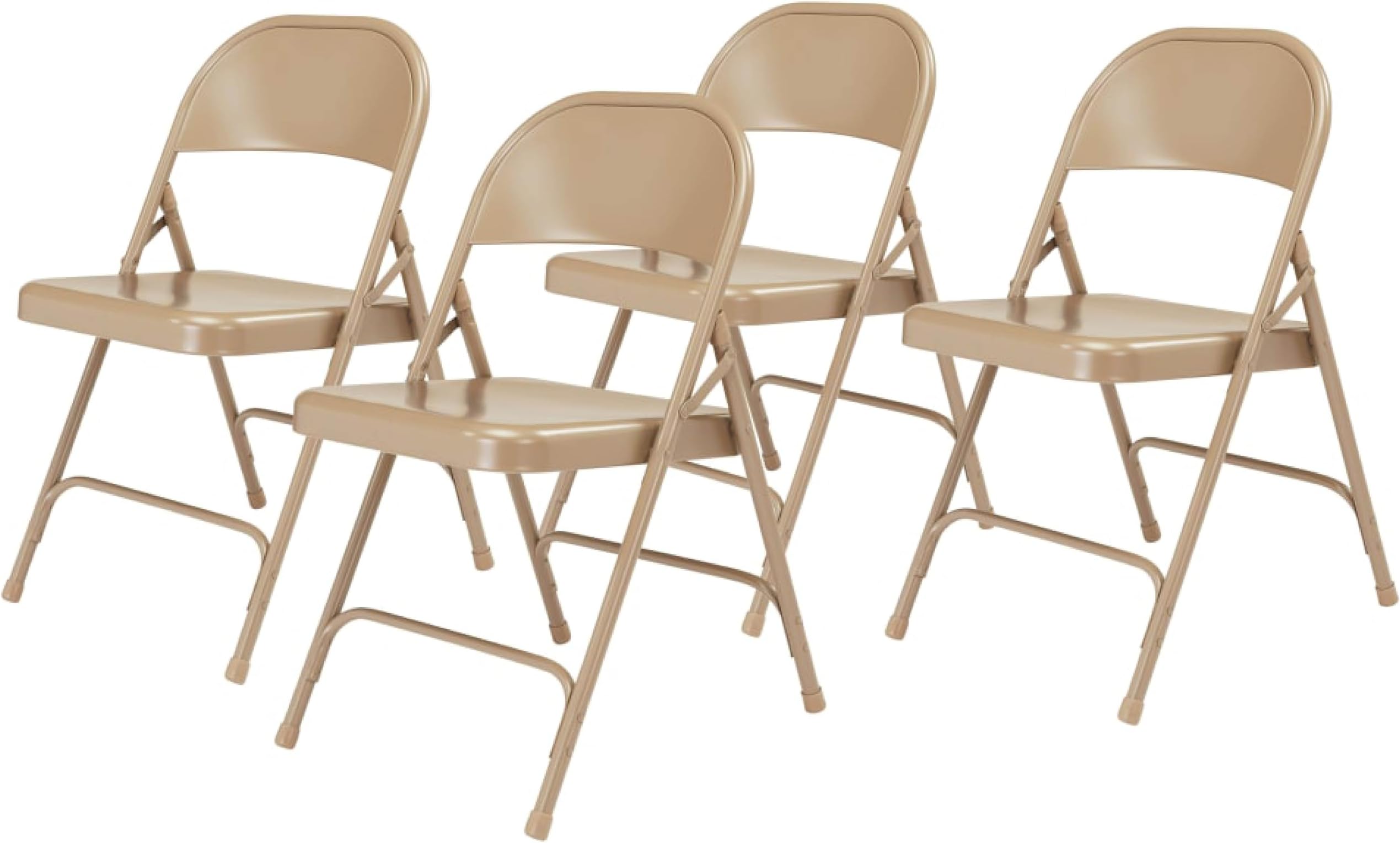 Steel Portable Folding Chairs by National Public Seating โ 50 Series Premium Heavy-Duty Foldable Chairs for Indoor & Outdoor, Set of 4 โ Comfortable, Durable, Institutional-Grade, Beige