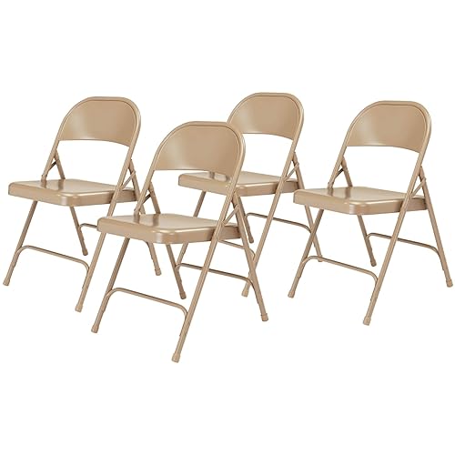 Miniatura 9 de National Public Seating Silla estándar plegable de acero con tapizado de vinilo. caja x 4, Gris, 4 Gris,Beige,Negro