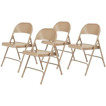 Steel Portable Folding Chairs by National Public Seating 50 Series Premium Heavy-Duty Foldable Chairs for Indoor & Outdoor, Set of 4 Comfortable, Durable, Institutional-Grade, Beige