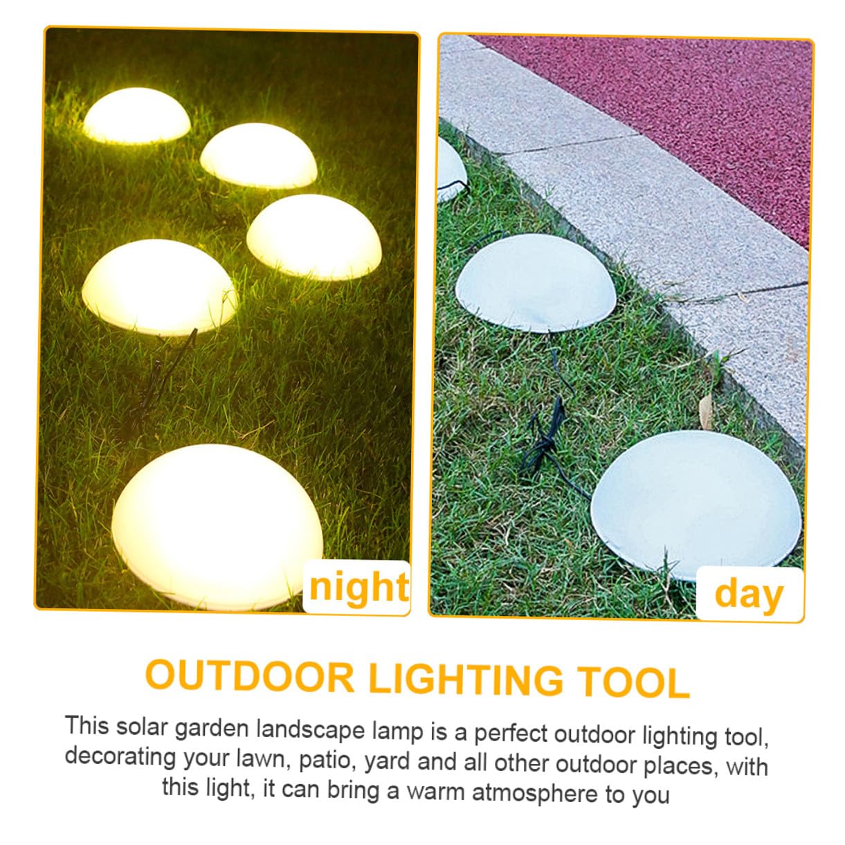 KOMBIUDA Solar Hemisphere Outdoor Garden Light Solar Lawn Lamp for Landscape Decoration Warm Glow