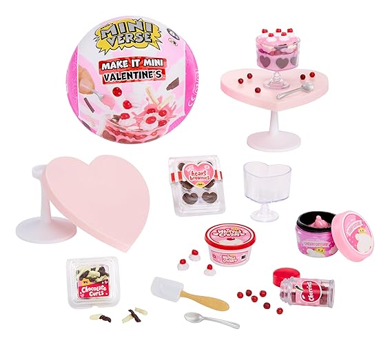 MGA's Miniverse Make It Mini Valentine's Mini Collectibles, Blind Pack, Valentine's Day, Seasonal, Sweetheart, DIY, Crafts, Resin, Replica Food, Not Edible, Collectors, 8+