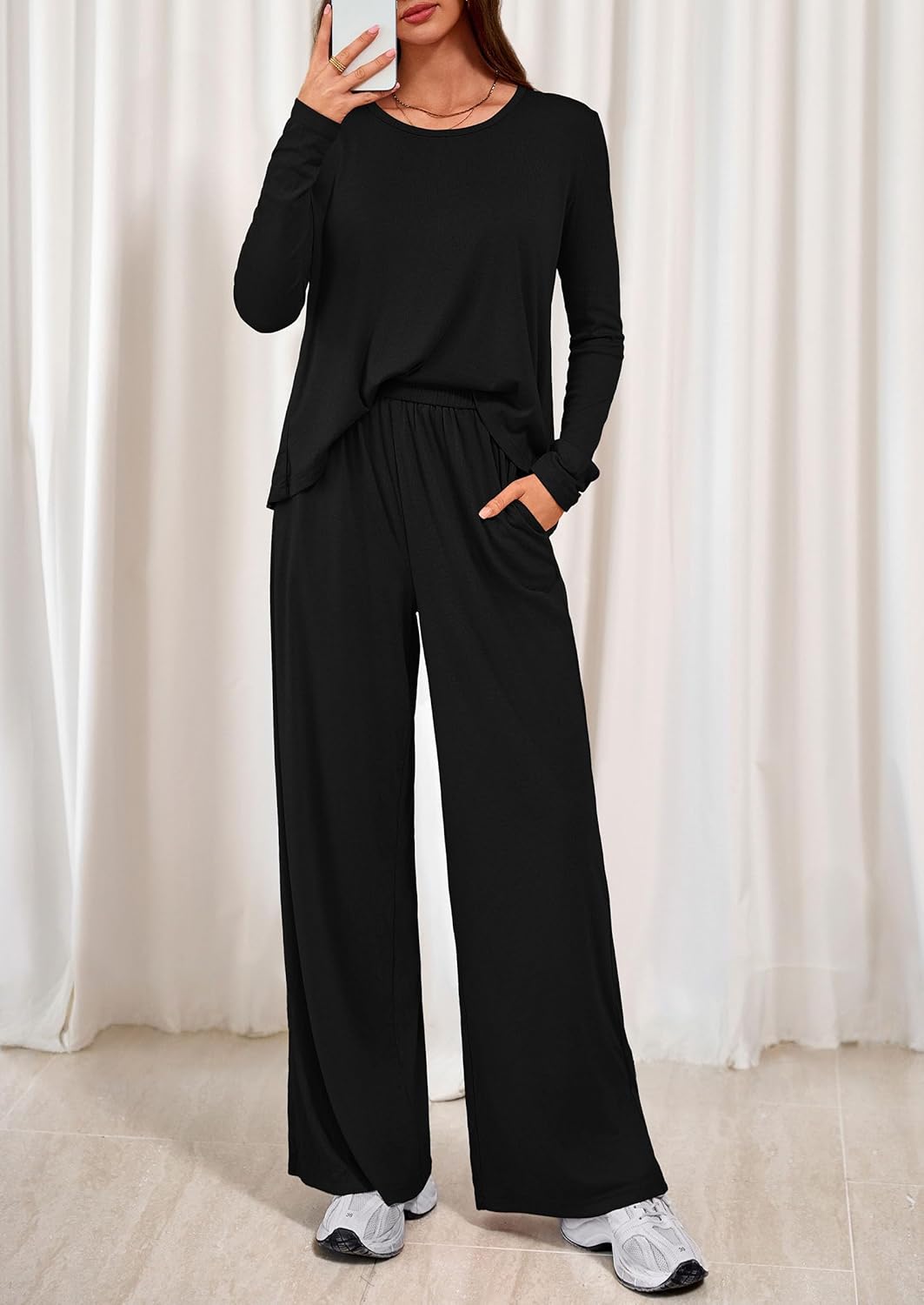 PRETTYGARDEN Women's 2 Piece Lounge Fall Sets Casual Long Sleeve Pajamas Comfy Pants Matching Spring Travel Outfits Clothes - Image 4