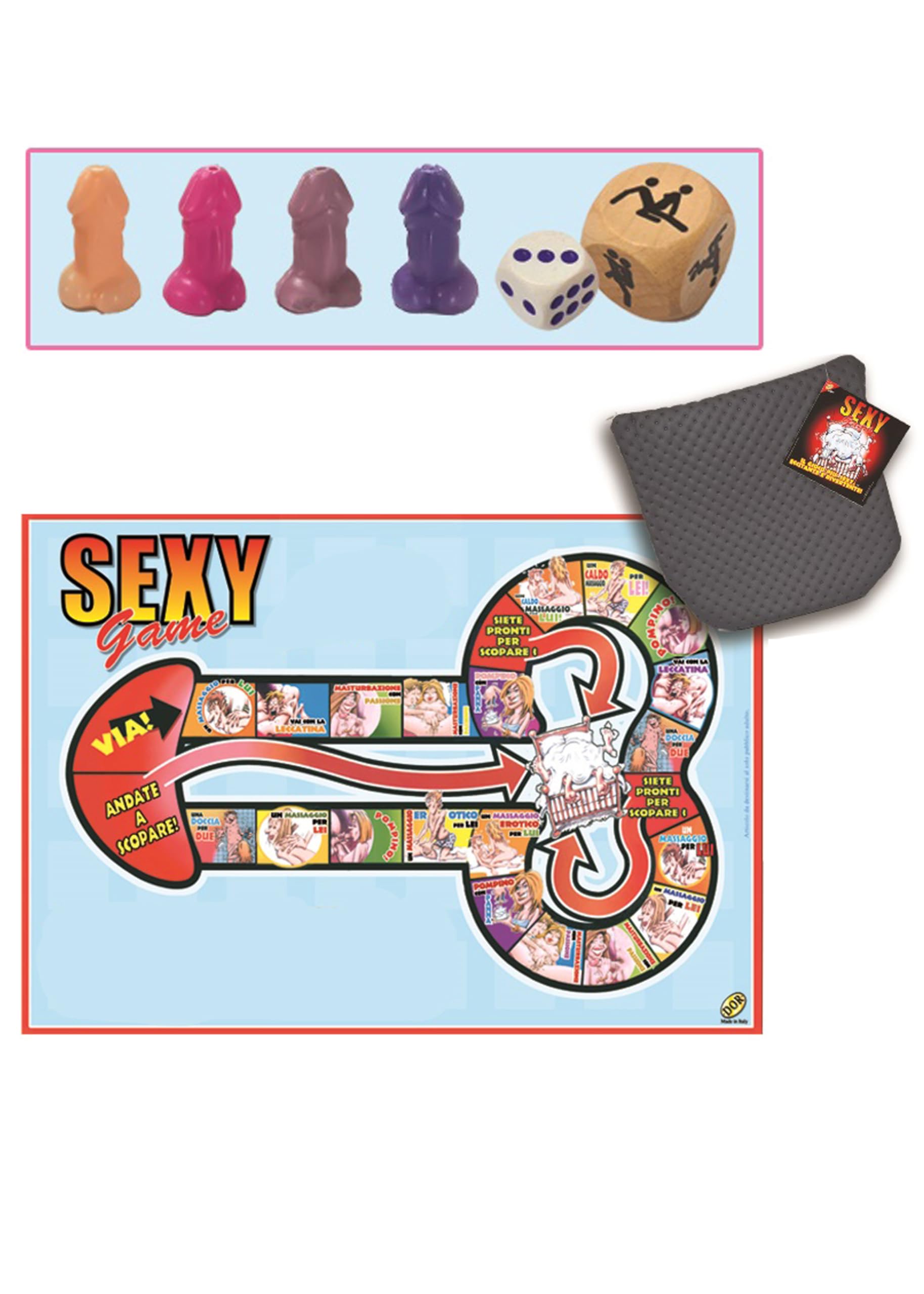 DOR Sexy Game, il gioco da tavolo sexy per adulti con dadi e pedine, con elegante custodia in ecopelle