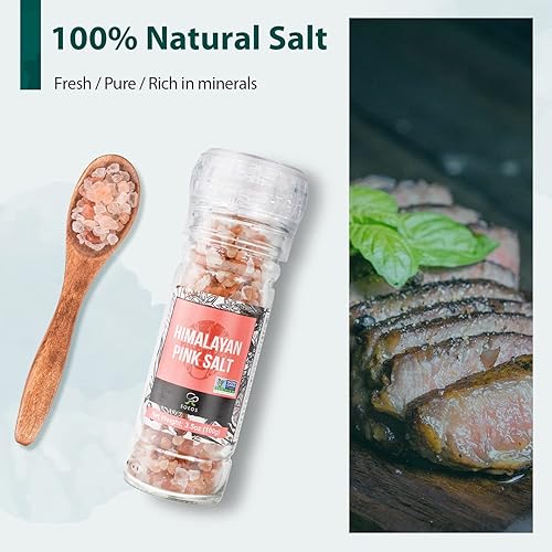 Miniatura 4 de Soeos Granos de pimienta negra + sal marina blanca + granos de pimienta arcoíris + sal rosa, 10.6 oz (300.50 g), juego de sal y pimienta, juego de