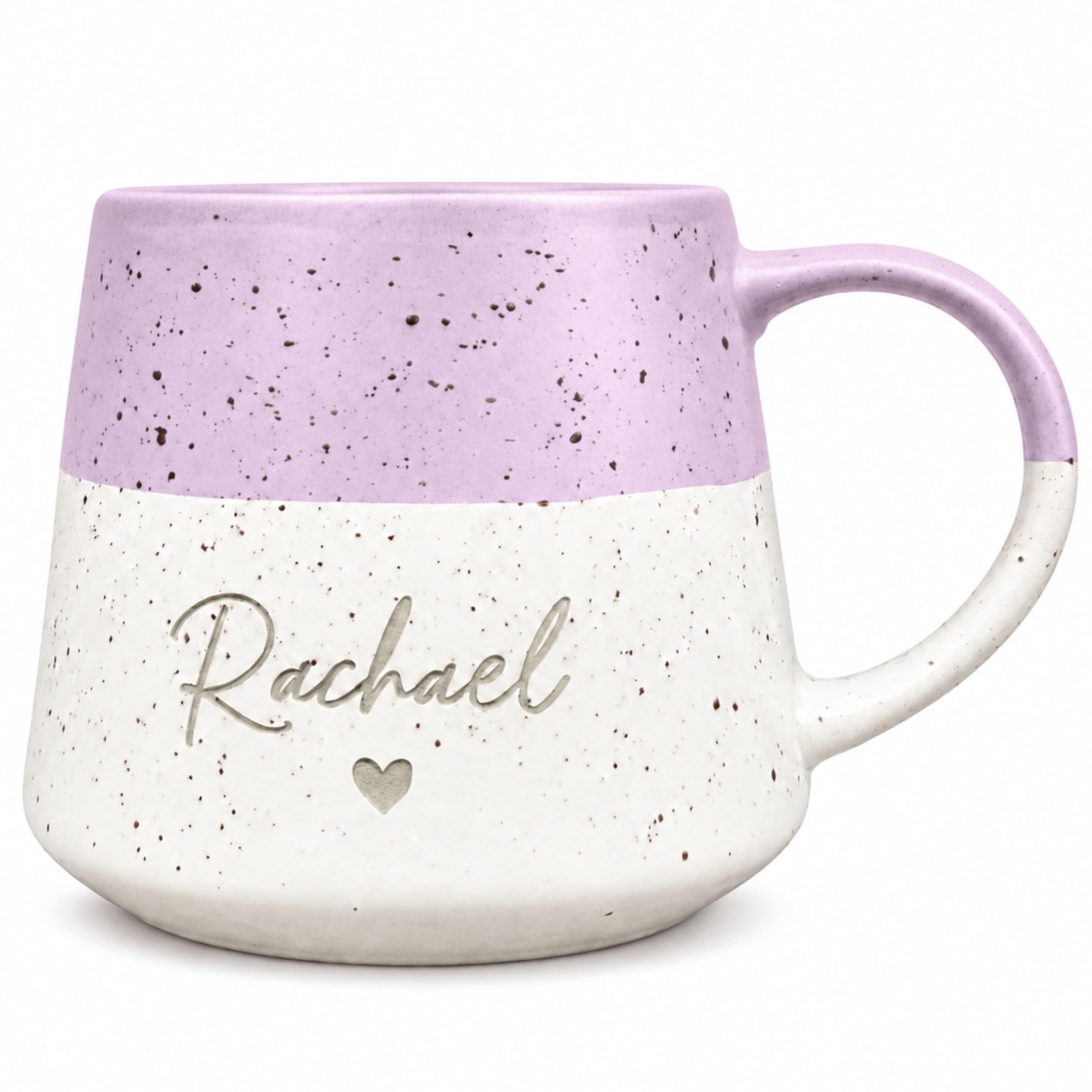 Personalised Engraved Stoneware Mug, 350ml Two-Tone Speckled Coffee Cup, Custom Name Ceramic Mug, Dishwasher & Microwave Safe, Gift for Her, Him, Family & Friends (Lavender)