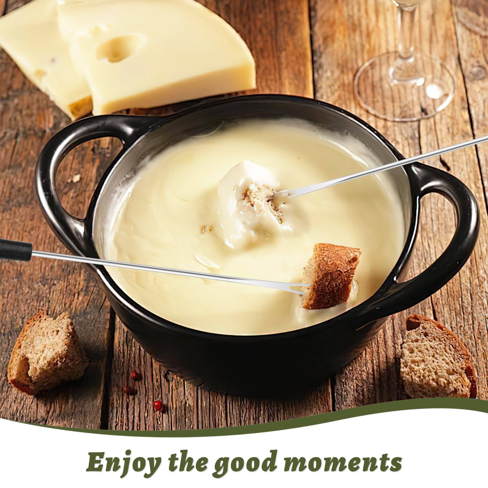 9.45 Inch Stainless Steel Fondue Forks, 6pcs/Set Fondue Sticks, Smores Sticks With Heat Resistant Handle For Chocolate Fountain Cheese Fondue