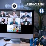 Zoomable Webcam with Remote Control, 1080P 60FPS Streaming with Ring Light and Microphone, Pro USB Webcam with 5X Digital Zoom and Privacy Cover for Zoom/Skype/Teams/PC/Laptop/Mac