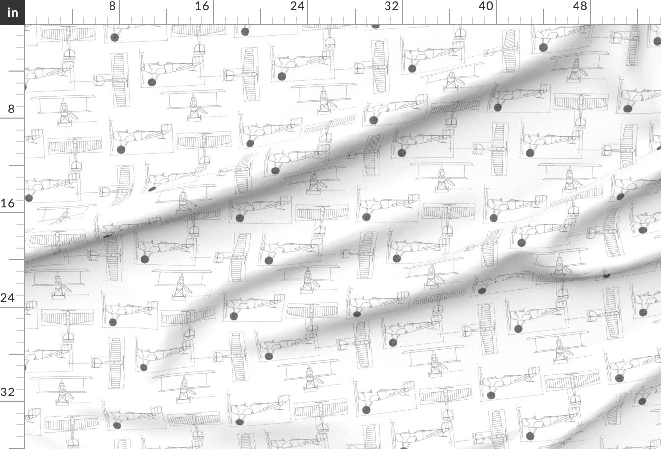Spoonflower Fabric - Flight School Gray Airplane Plane Printed on Upholstery Velvet Fabric Fat Quarter - Upholstery Home Decor Bottomweight Apparel