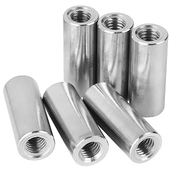 M10 Round Connector Nuts, 304 Stainless Steel Coupling Nut 30mm/1.18 inch Length,Pack of 6