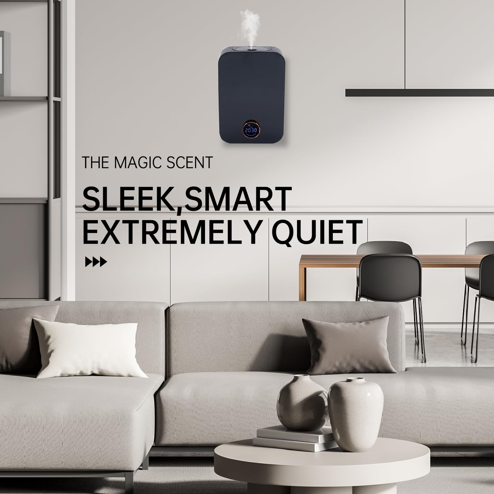 Diffuseur Parfum Maison – Montage Mural, Réglage par Minuterie, Machine D'arômes pour La Maison, l'hôtel, la Touche de Bouton/contrôle Bluetooth, diffuseur huiles essentielles(Noir)