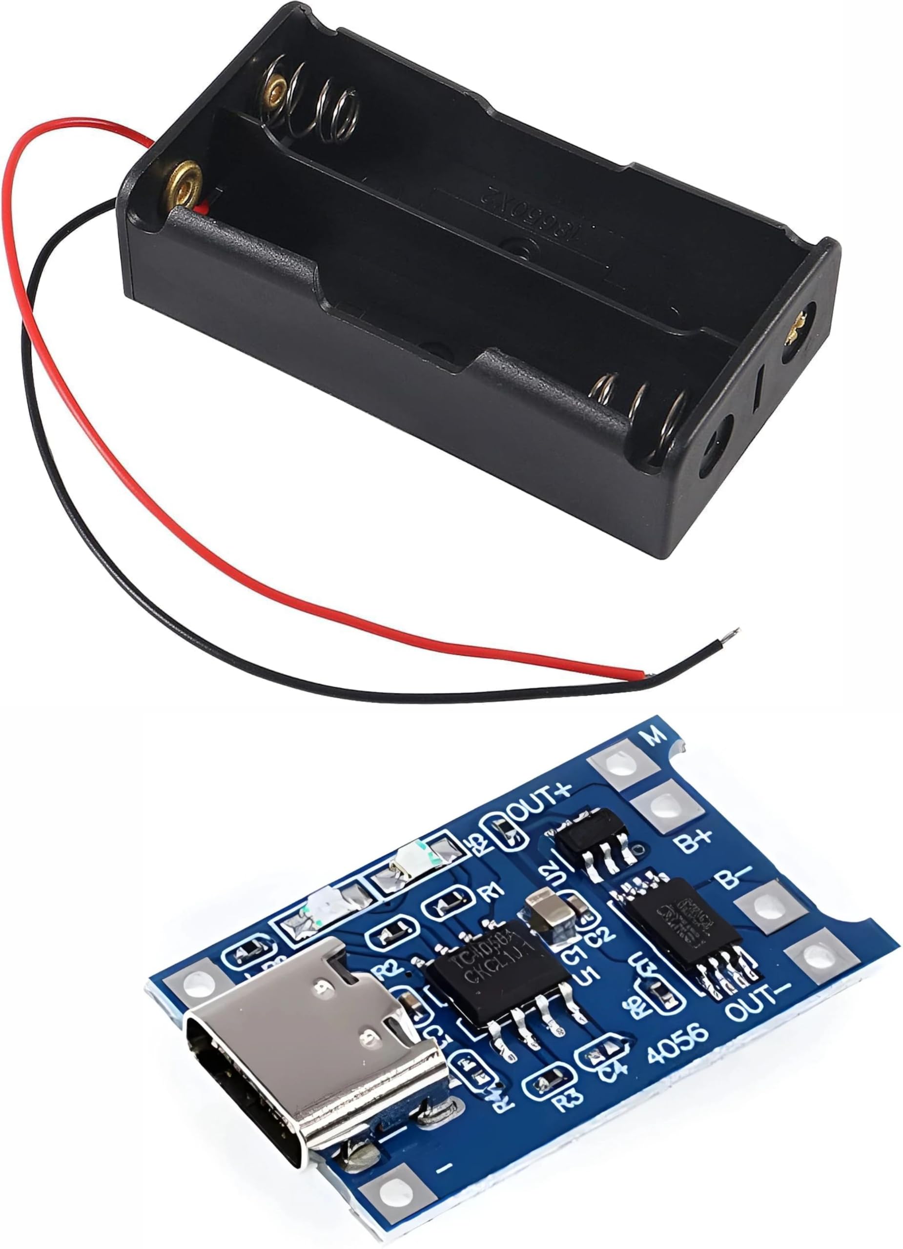 18650 x2 Battery Holder Box with TP4056 USB Type-C Charging Board | Double Slot, 5V 1A Charging, Wire Leads Included, Pack of 2, Overcharge Protection-image-44
