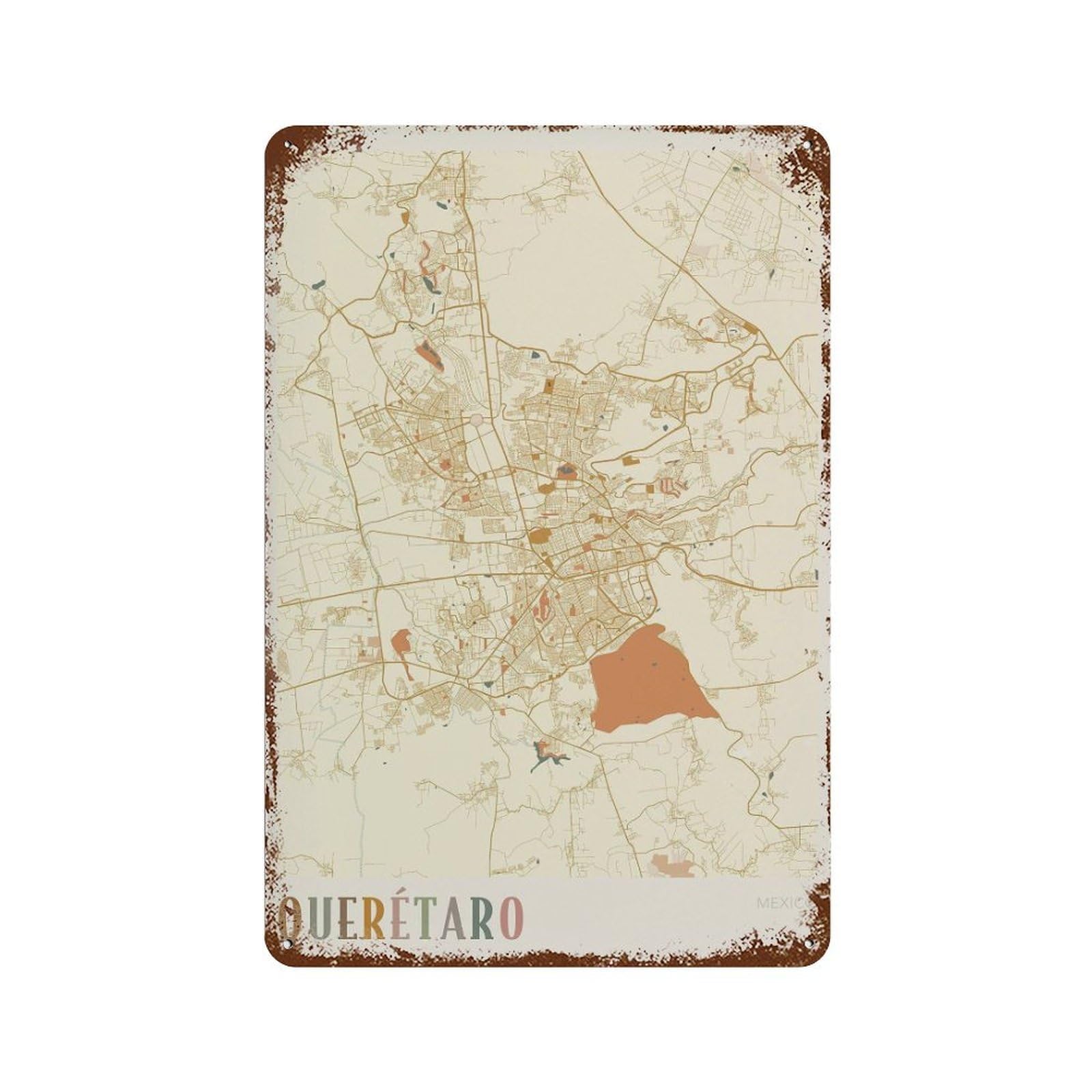 xiaoxiaoshen Queretaro Map Mexico Travel Gift Boho Wall Decor Art Metal Tin Poster Modern Home Decor Art Home Bar Shop Decorations Vintage Sign 30x20cm