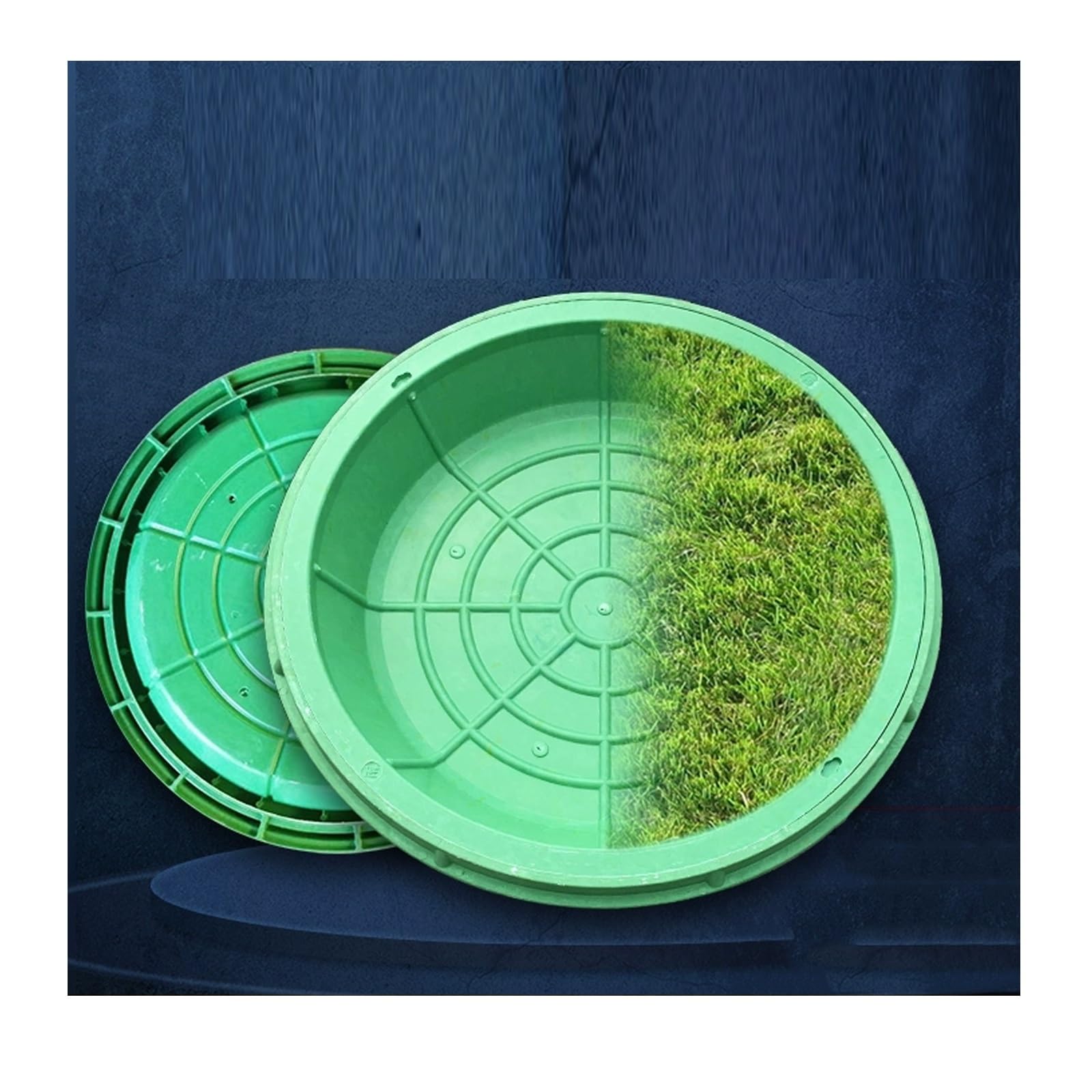 KLGFBDC Premium Embedded Septic Tank Lid & Frame -Square Manhole Cover Well Covers for Yard Recessed Round Drain Perfect for Lawn Planting (40x40CM / 15.7"x15.7")