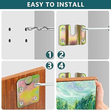 4 Sets Heavy Duty Bed Hinge, Bed Brackets, Picture Hanging Hooks, Connector for Bed Corner Fixings, Stainless Steel Connector Hook for Photos, Suspension Connecting Fittings for Photos, mattresses