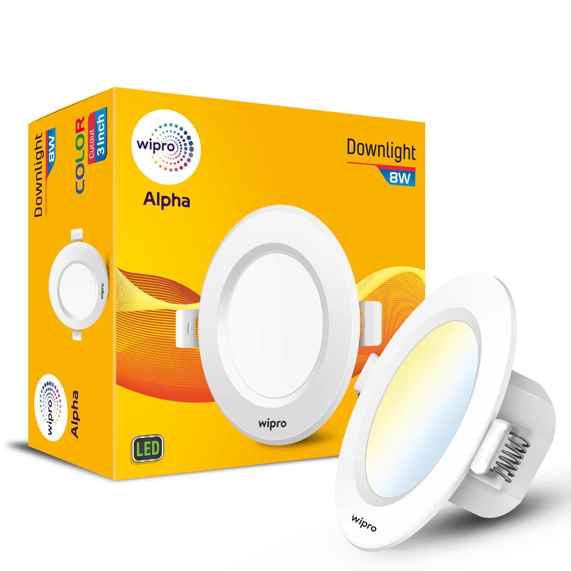 Wipro Garnet 8W Round Downlight Junction Box|Colour Changing Panel|Warm White,Neutral White,Cool White|Glare-Free Design|Recessed Downlighter For False Ceiling|Cutout ~ 3 Inch|Pack Of 1--image-6