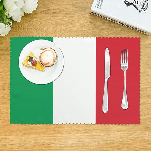 Miniatura 3 de Rectangular Placemats Set of 4, Heat Resistant Italy Flag Printed Kitchen Dining Table Mats
