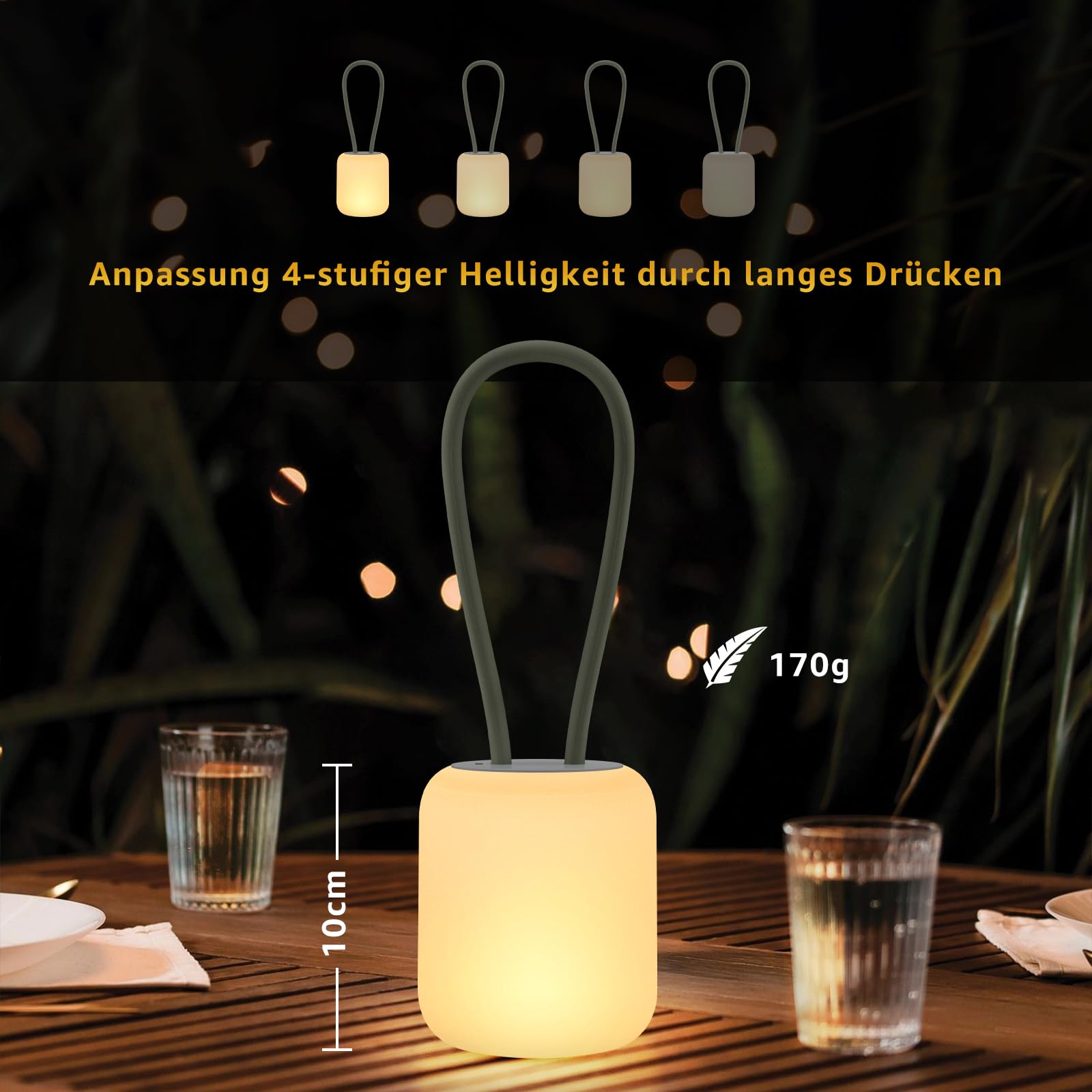 Himmel Lampa kempingowa, przenośna lampa outdoorowa do zawieszenia, stania i montażu, ładowalna lampa wisząca do użytku na zewnątrz, lampa stołowa do salonu i sypialni [klasa energetyczna E] (zielona)