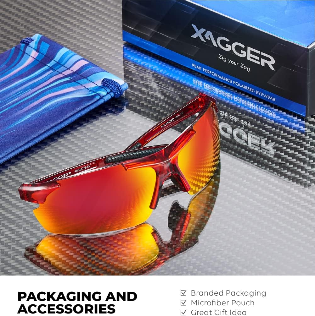 Xagger Polarized Sports Sunglasses for Men Women Wrap Around UV400 Running Baseball Softball Cycling Driving Glasses - Image 5
