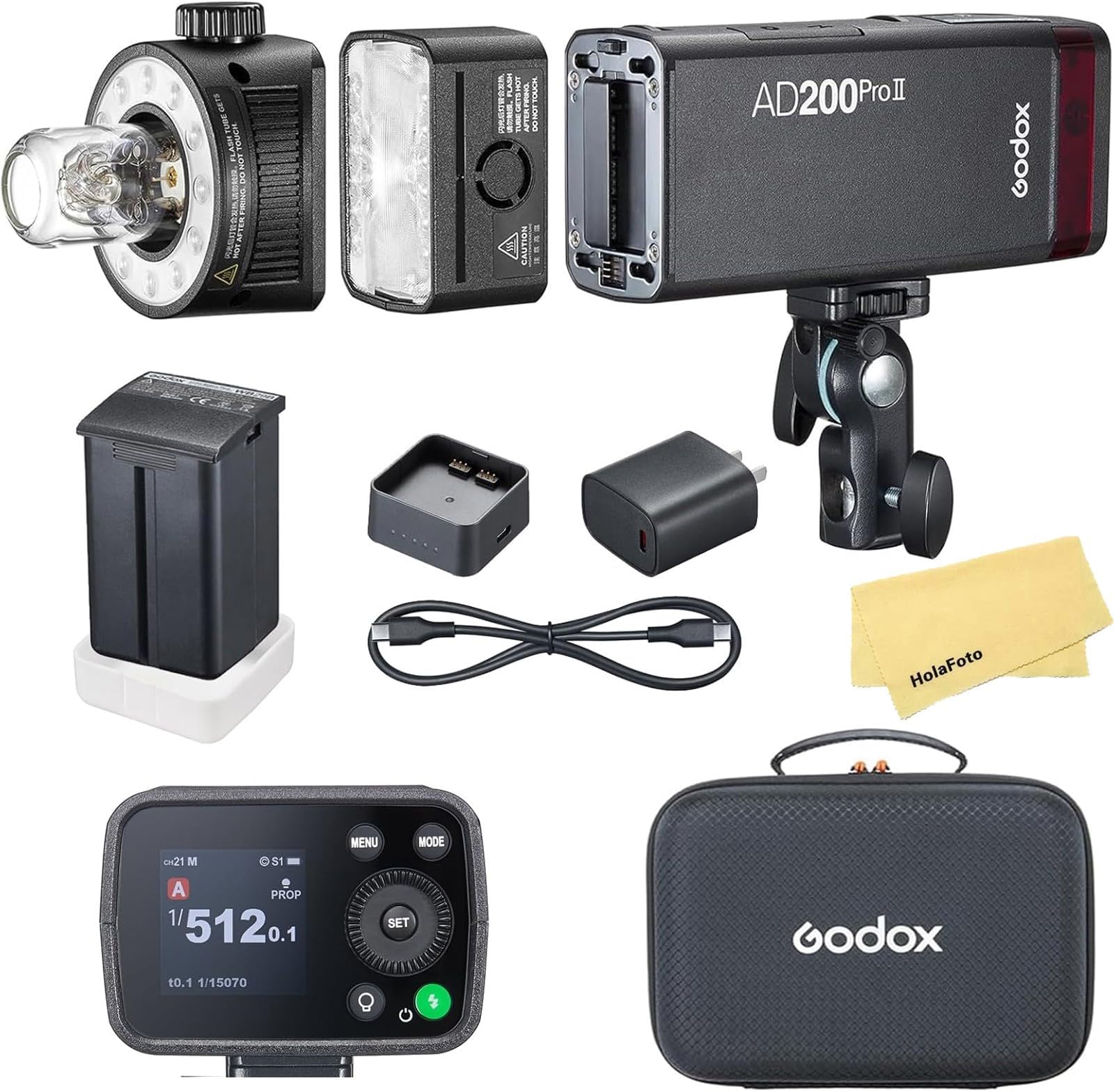AD200 Pro II Godox AD200Pro II Godox AD200ProII 2.4G TTL Pocket Flash Strobe,500 Full Power Flashes,0.01-1.8s Recycling,2900mAh Battery for Canon Sony Nikon Fujifilm Olympus Panasonic Etc Camera