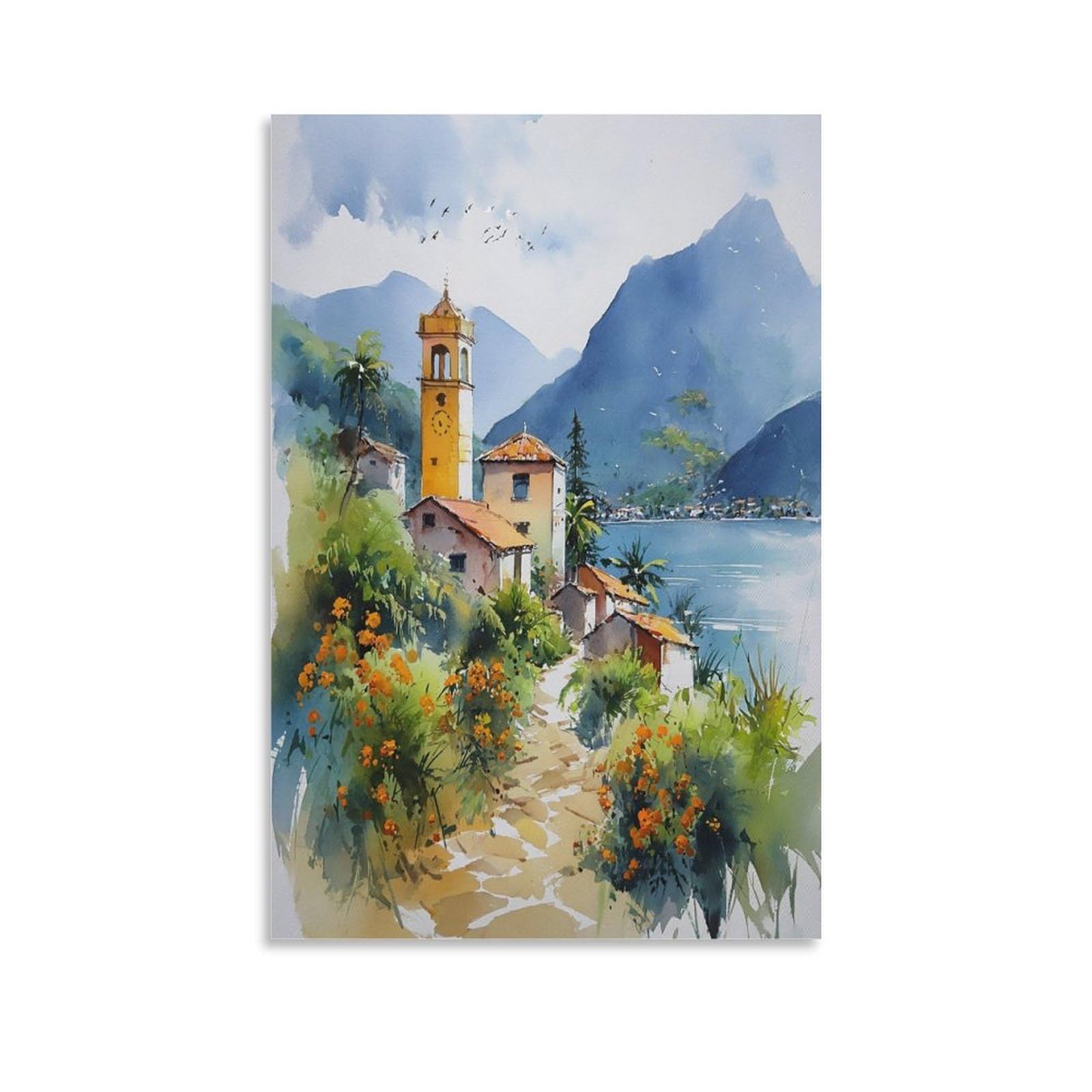 XWYMXZ Nicaragua City Watercolor 20x30inch(50x75cm) Vintage Travel Poster Watercolor Canvas Art