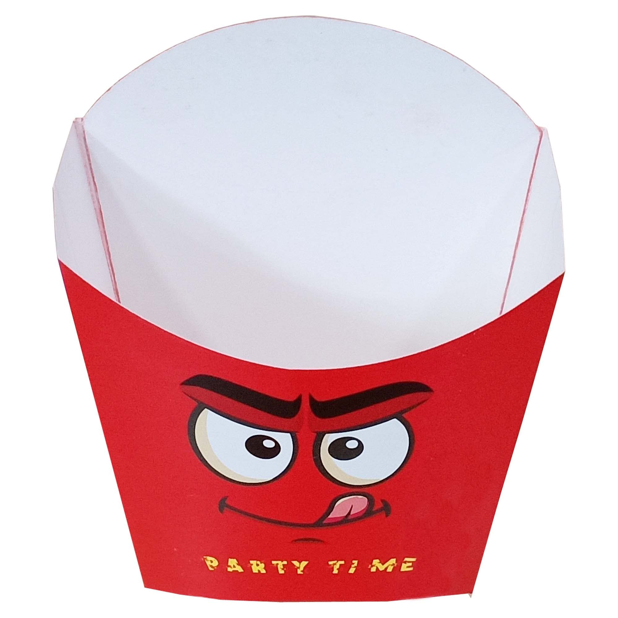 LINE 'N' CURVES 250 Pieces Red Printed SBS Board French Fries Tub Bio-degradable Disposable French Fries Container Snack Holder Cup for Party, Picnic, Delivery & Takeaway, 3.5x1.75x4 inch 1