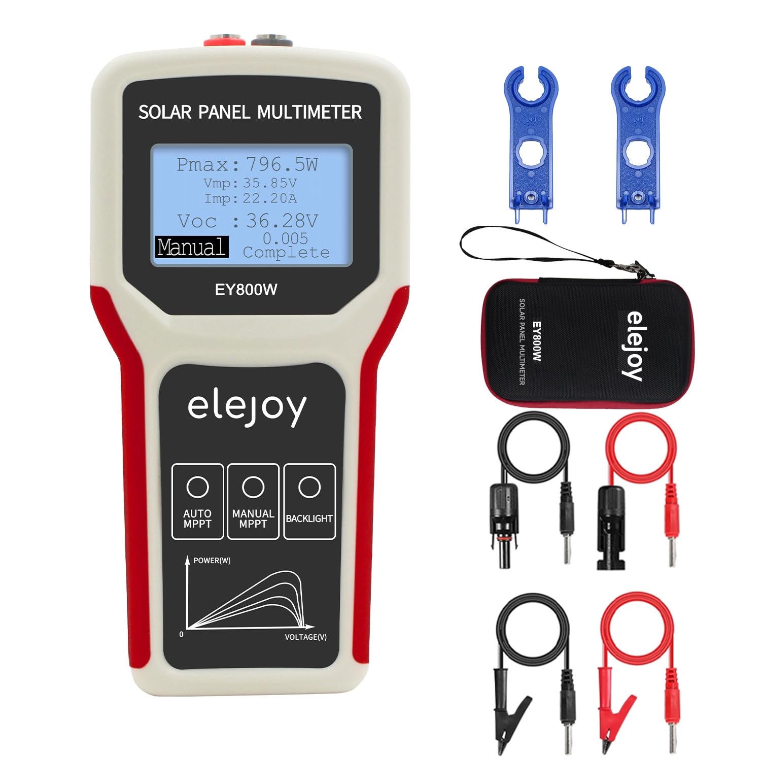 iSunergy Upgrade 800W Solar Panel Portatil Smart Tester Auto/Manual MPPT Photovoltaic Panel Multimeter Testing Power Meter Tool with LCD Display Backlight for PV-image-27