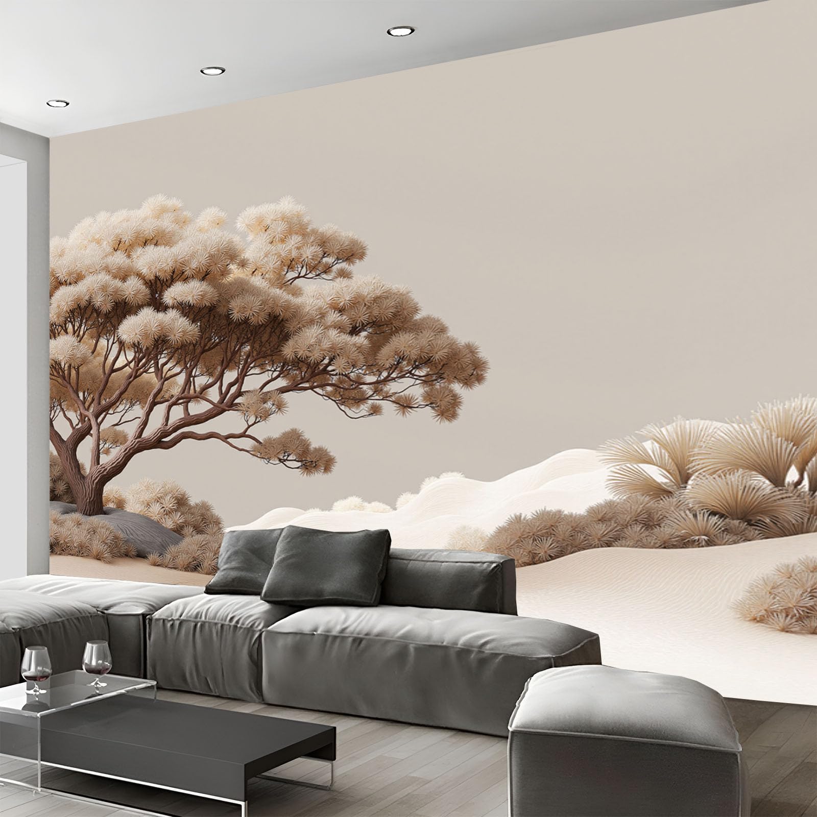 Papier peint panoramique 3D grand poster mural forêt lone brun 350x256