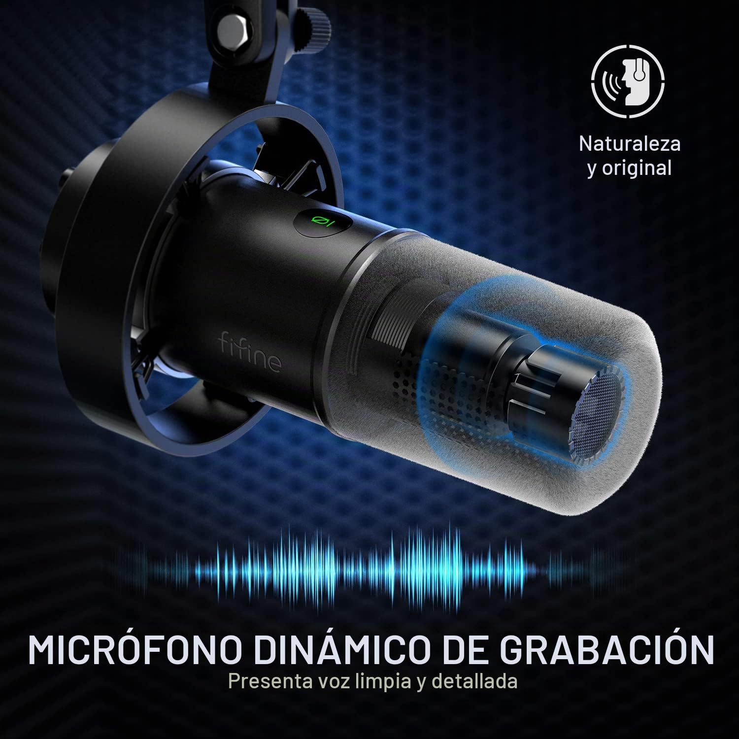 FIFINE Micrófono de grabación XLR/USB para estudio, micrófono cardioide dinámico para voz en off de música, juegos, con conector de auriculares de 3.5 mm, botón de silencio, micrófono de metal