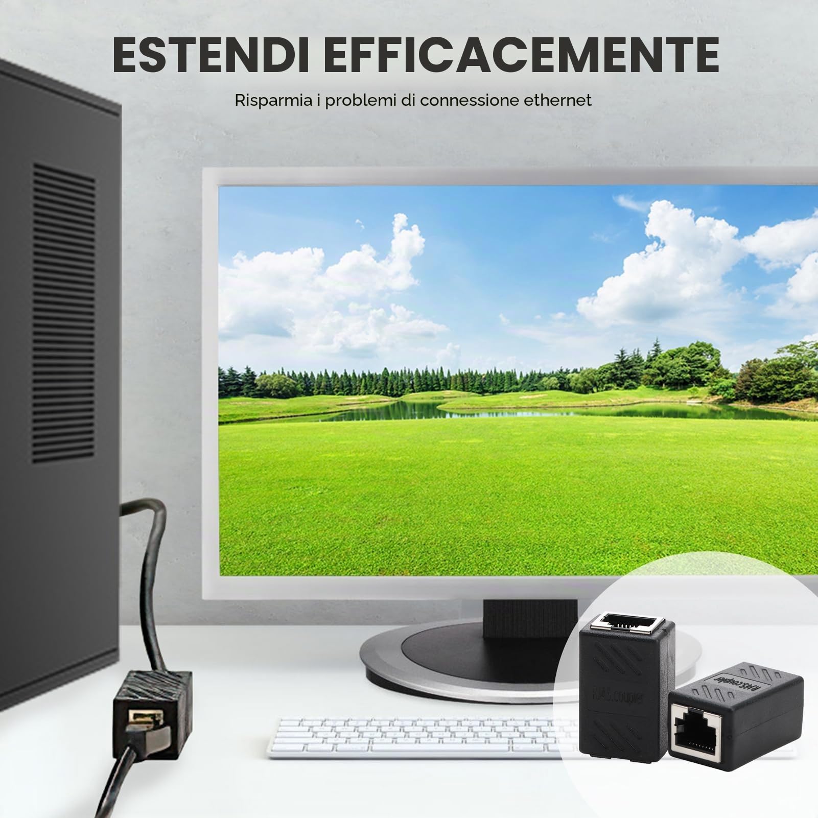 6 Pezzi Accoppiatore RJ45 10Gbps, Connettore di Rete Cat7 / Cat6 / Cat5e / Cat5, Connettore Ethernet Femmina a Femmina, Connettori RJ45 in Linea Schermato per Prolunga Giunto per Cavo LAN e Ethernet