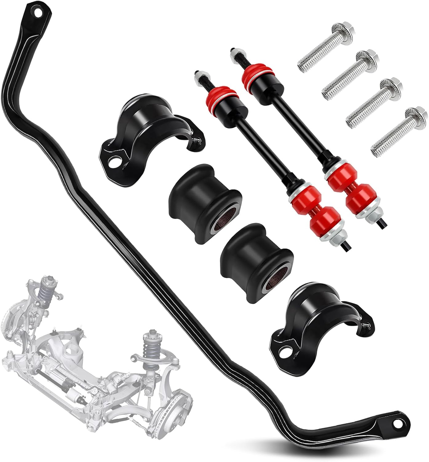 55398938AC Front Sway Bar with K80894 PU End Links Kit, Front Suspension Stabilizer Bar with Bushing Kit Fits for 2009-2010 Dodge Ram 1500, 2011-2018 Ram 1500, 2019-2022 Ram Classic 1500 4WD For Ram 1500 4WD