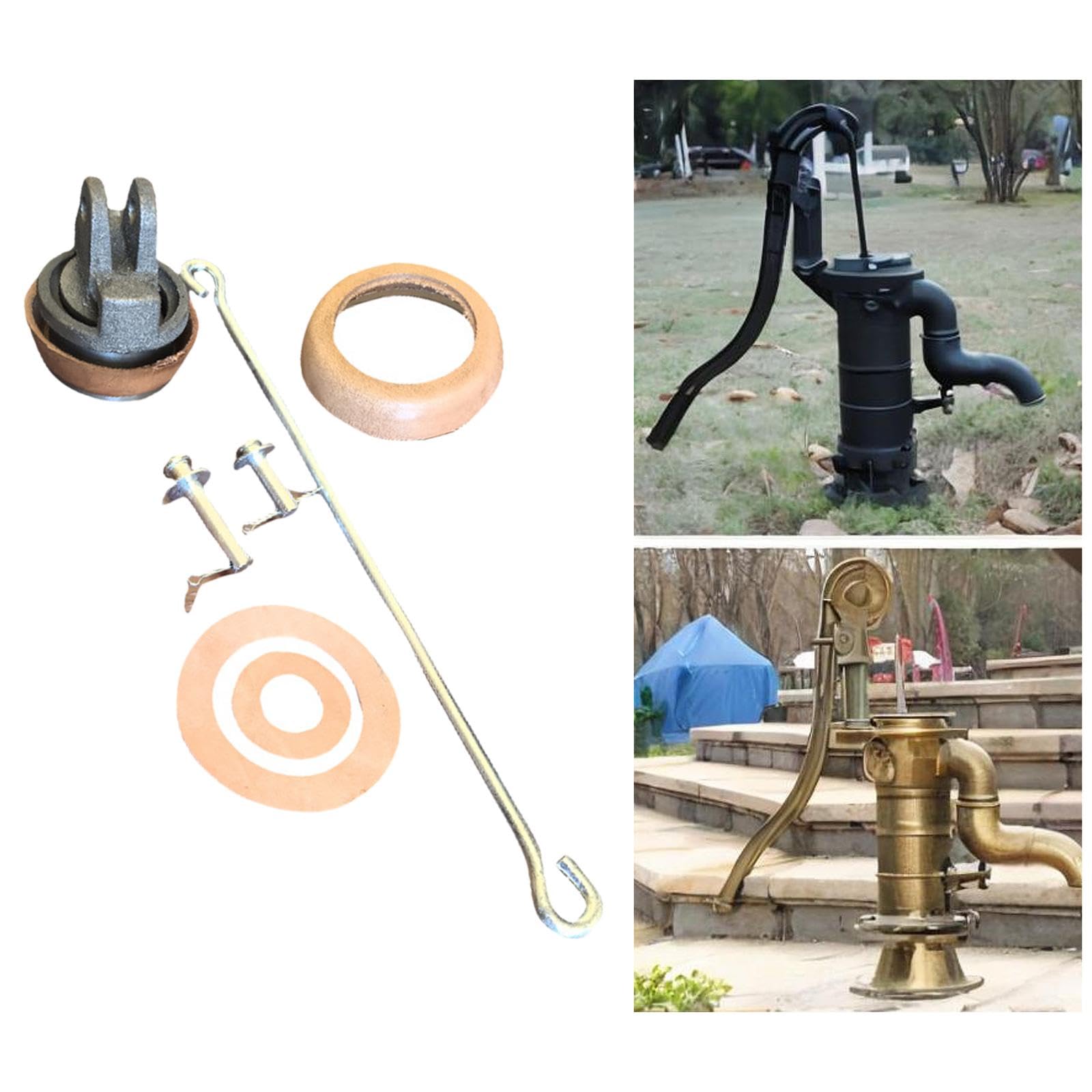 5 Piezas Pistón de Repuesto Kit para Bomba Manual Piezas con Vástago Galvanizado Anillo de Pistón Pasadores Y Arandelas Práctica Instalación Adecuado, Almohadilla de Cuero PU
