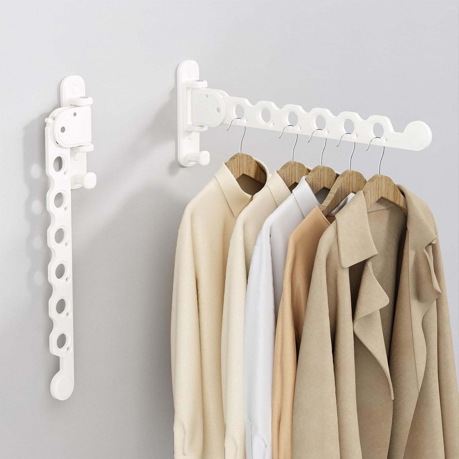 iMonse Wall Mount Clothes Drying Racks White Clothes Drying Organizer Rack Garment