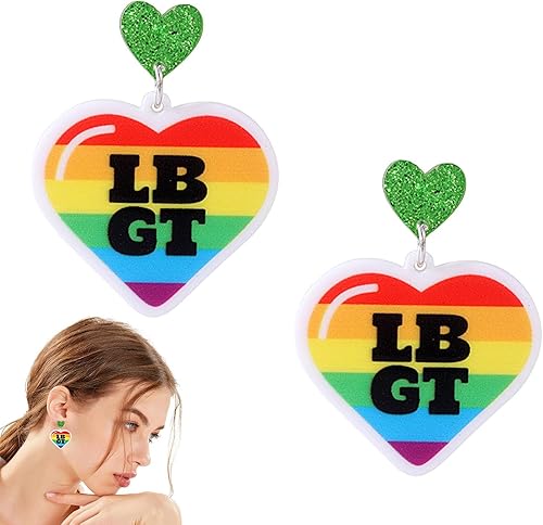 Miniatura 5 de Yimin Rainbow Earrings, LGBT Pride Dangle Earrings, Lesbian Earrings, Gay Pride Jewelry for Women & Men, LGBTQ Accessories