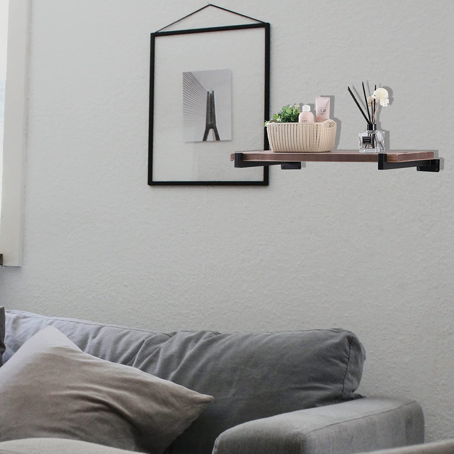 Buy Floating Shelf Brackets，6 Pcs Heavy Duty Wall Mounted Shelf Brackets, 12 Inch Black