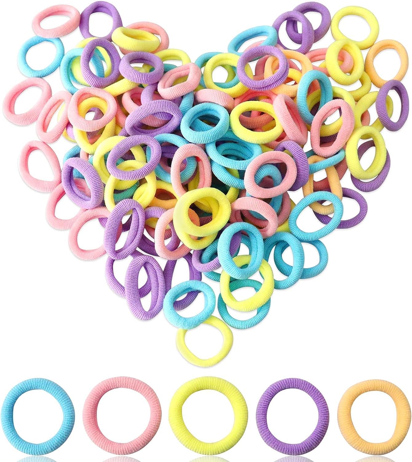 Diversa Elastic Cotton Mini Hair Ties Soft Stretchable Small Hair Rubber Bands Ponytail Holders For Baby Kid Girls (Multicolor, Pack of 100 Pcs) (B0CD2D19DM) Amazon Price History, Amazon Price Tracker