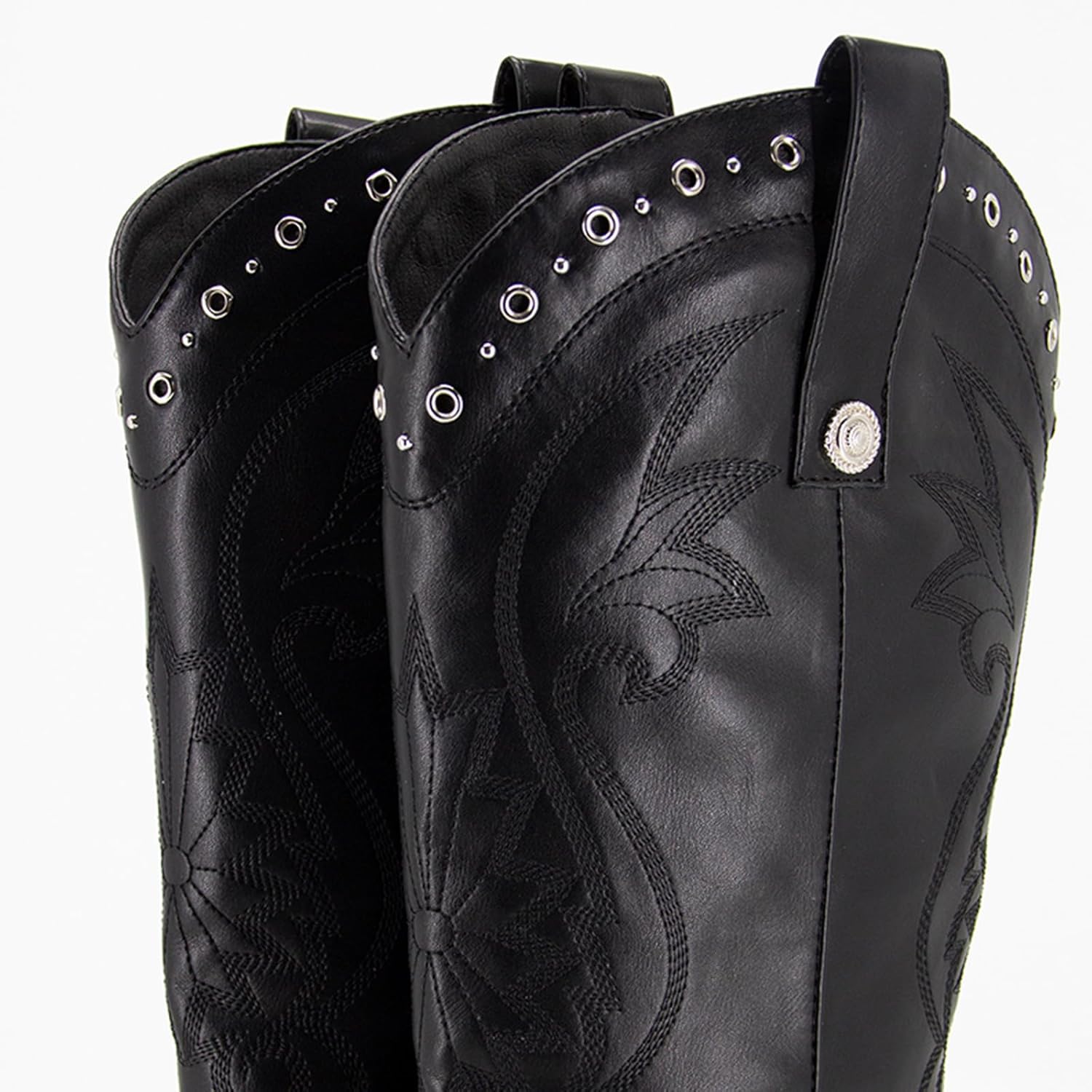 Knee High Western Boots For Women Embroidered Cowboy Boots Pointed Toe Chunky High Heel Wide Calf Shoes - Image 5