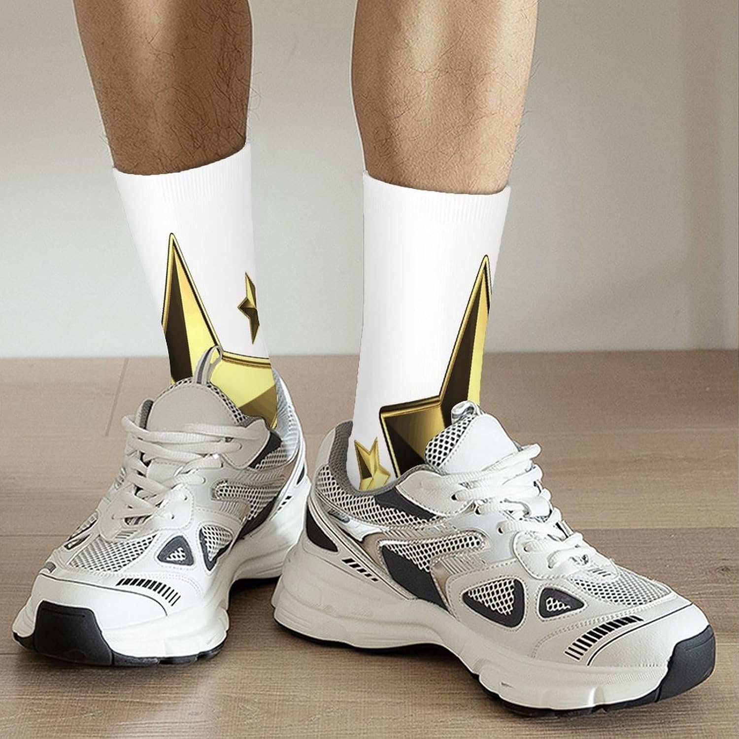 Gold Star Crew Sock High Stocking Grippy Socks | Socks for Men & Women,Stockings-Long Thin Tube Sports, Breathable Soft Athletic for Nurses,Travel