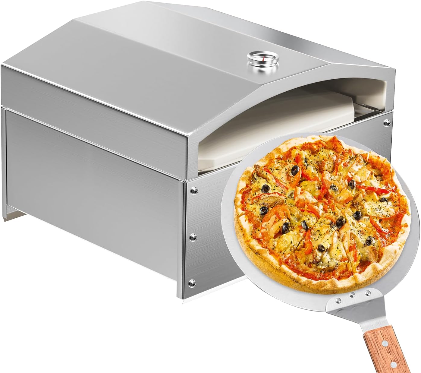 Pizza Oven Wood Fired Outdoor with Pizza Stone, Outside