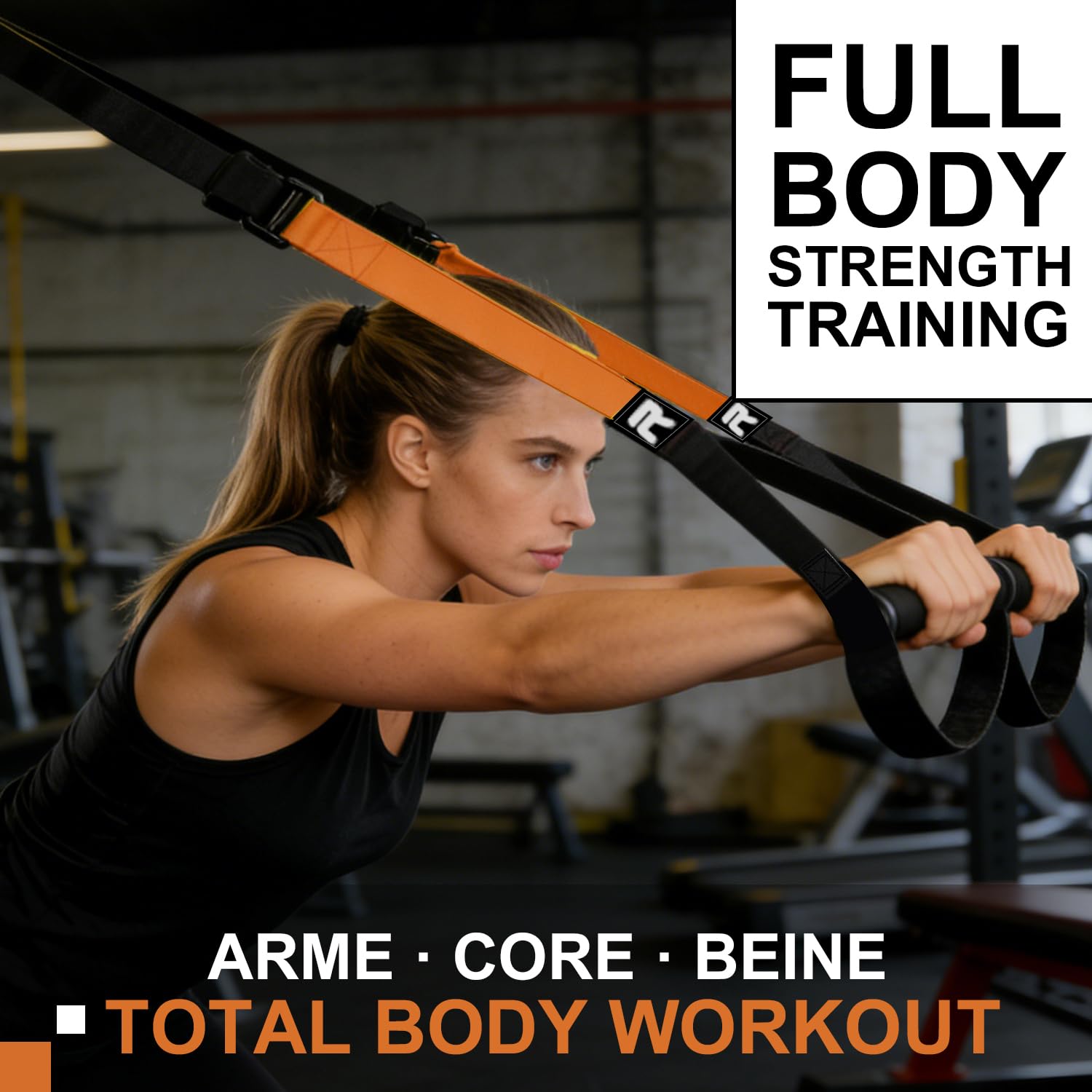 RHINOSPORT Sangles de Suspension Kit d'entraînement avec Crochet de Porte réglable Fitness à la Maison Convient pour Les déplacements