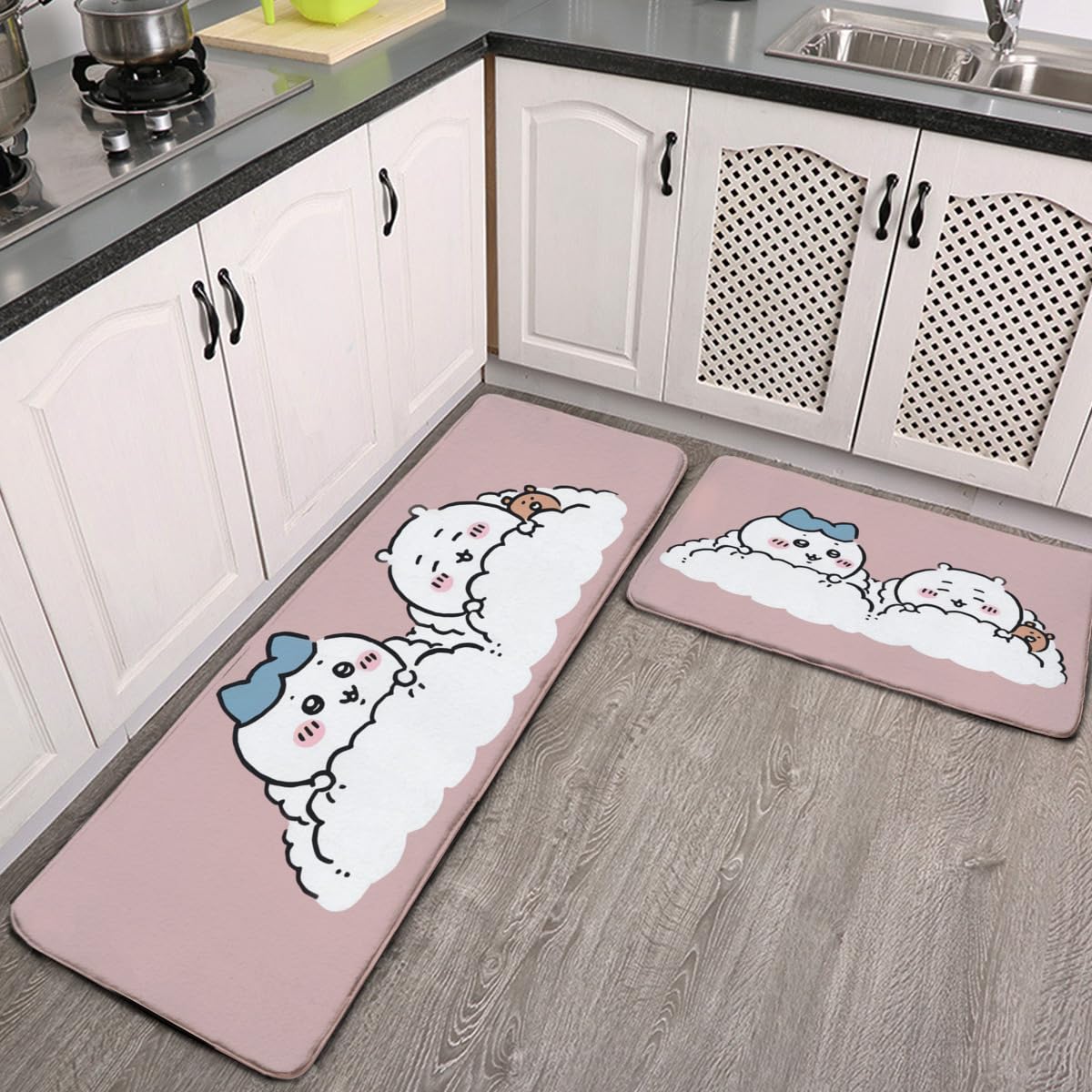 枕カバー　かキッチンマット　玄関マット　　4枚セット　夏用　値引きしました Amazon｜キッチンマット ちいかわ 台所マット 2枚セット 玄関マット