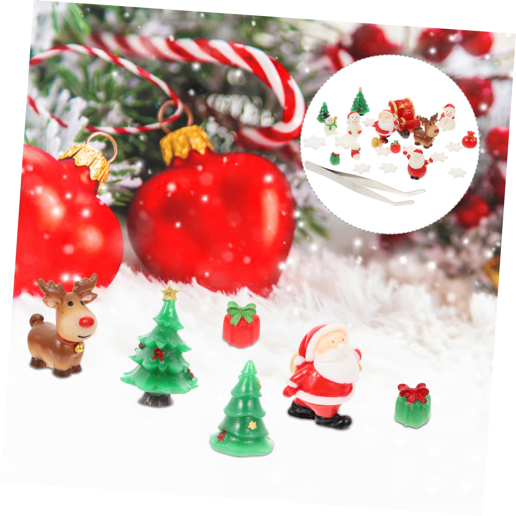 EXCEART 27pezzi Mini Ornamenti Natalizi in Resina Pinzetta Ornamenti di Cartone Animato Micro Paesaggi Natalizi Decorazioni per Casa e Giardino