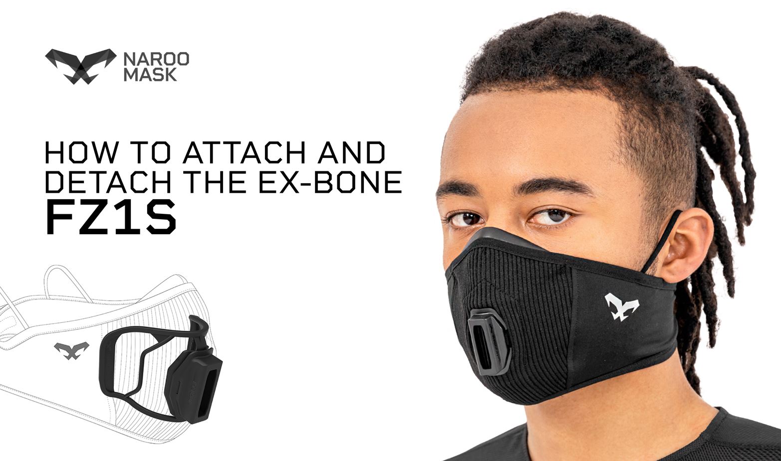 NAROO FZ1s - Super Breathable Face Mask with One-way Valve 3D