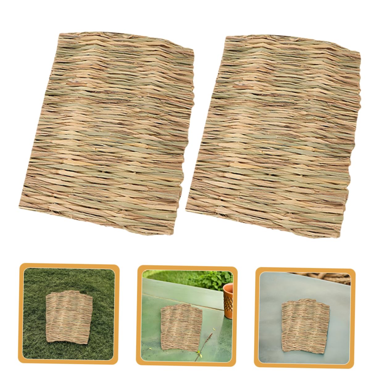 Toyvian Lot de 2 Nattes en Herbe Tressée pour Lapin, Couchage pour Petits Animaux, Usage en Cage, Repos Confortable et Jouet à Mâcher