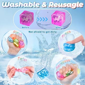 8Pcs Squishy Cube,Cube Squishy Fidget Toys, Stress Balls for Kids and Adults, Sensory Squeeze Toys for Anxiety Stress Relief for Family or Friend Gift Party