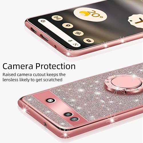 Miniatura 4 de Funda para teléfono Google Pixel 6a, funda para Google Pixel 6a para mujer, con purpurina, suave, elegante, transparente, TPU de lujo, linda funda