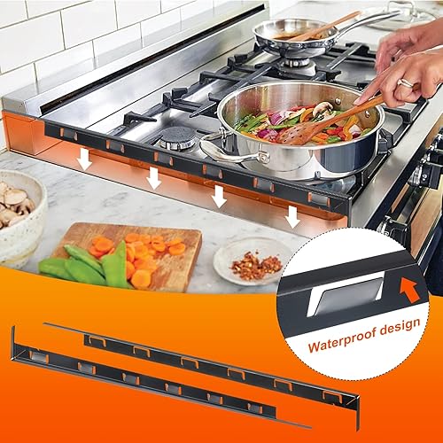Miniatura 3 de uxcell Cubiertas para huecos para estufas, relleno de huecos para estufas de cocina, cubierta de aluminio para horno de 25.59 pulgadas de largo,