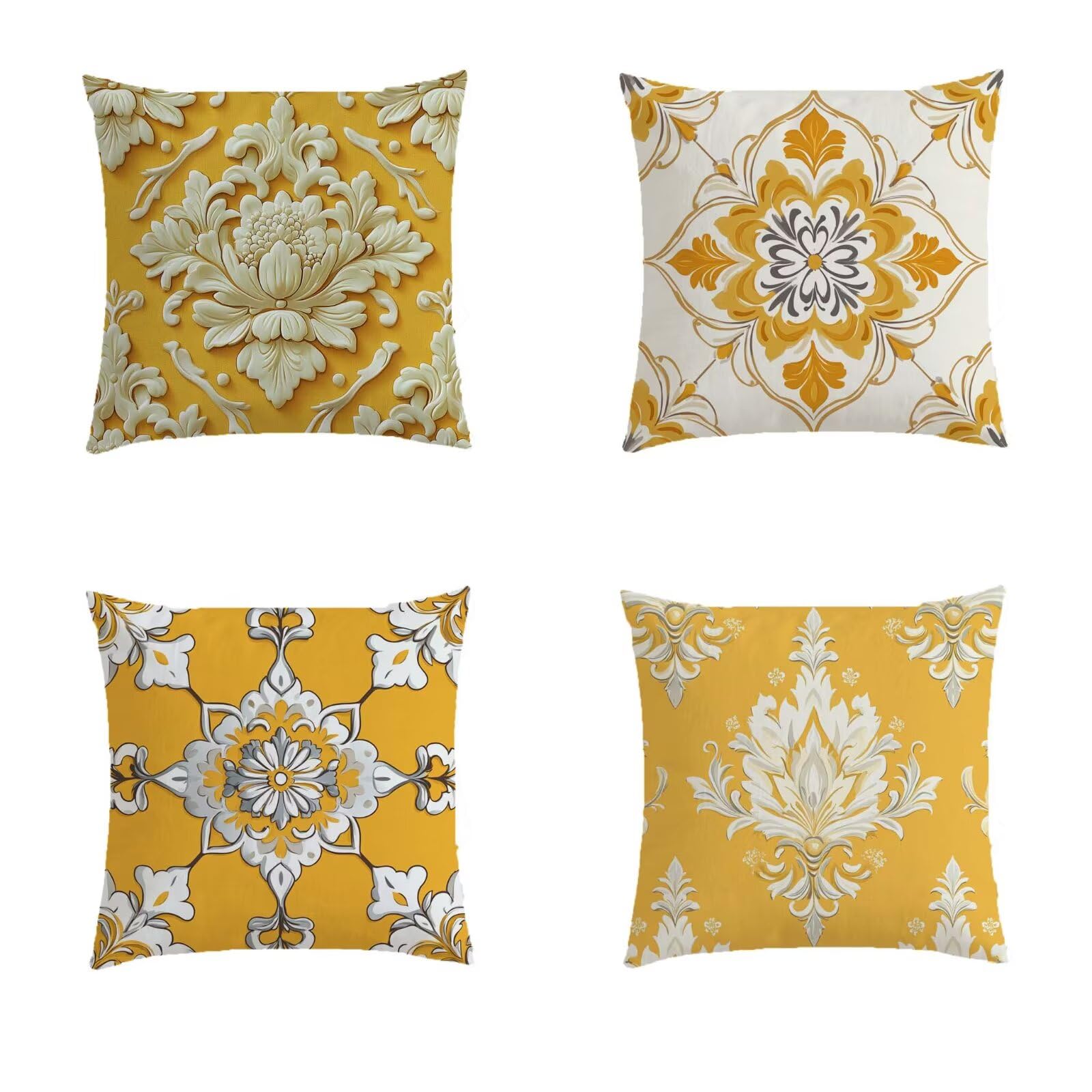 Housse coussin salon de jardin extérieur 50x50cm orange lot de 4 taie oreiller lin S269