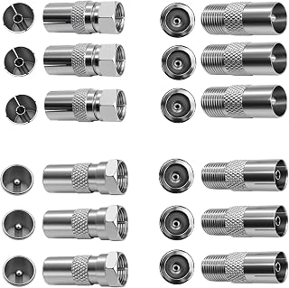 msymsyu 12 x Sillber Coaxial Aerial Cable Connector 3 x F Connectors for Connecting Cable TV and Satellite TV Lines