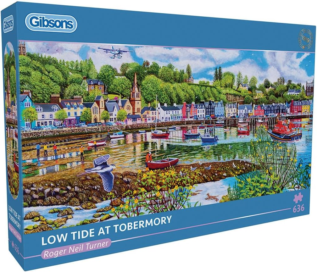 Low Tide at Tobermory | 636 Piece Jigsaw Puzzle | Panoramic Seaside Puzzle | Sustainable Jigsaw Puzzle for Adults | Premium 100% Recycled Board | Great Gift for Adults | Gibsons Games