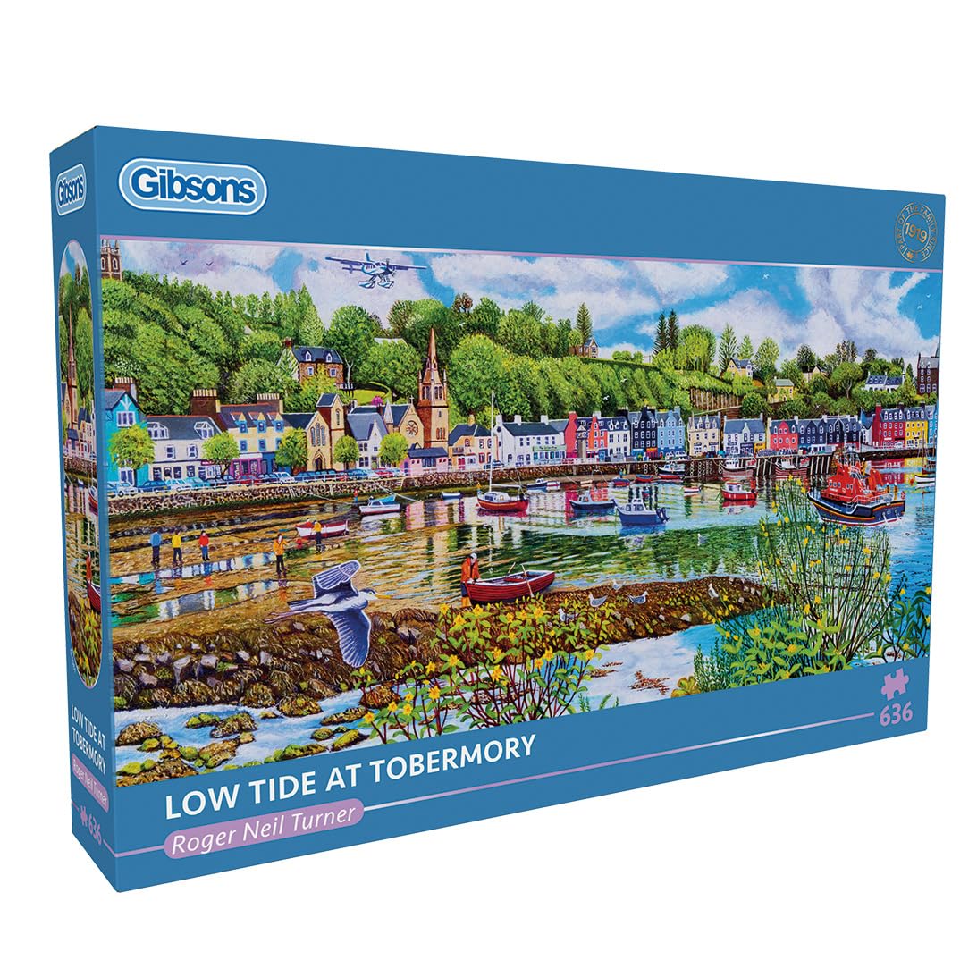 Gibsons Low Tide at Tobermory 636 Piece Jigsaw Puzzle for Adults Teens | Panoramic Seaside Scenic Scottish Harbour Artwork | Sustainable Premium 100% Recycled Board | Great Gift | Gibsons Games